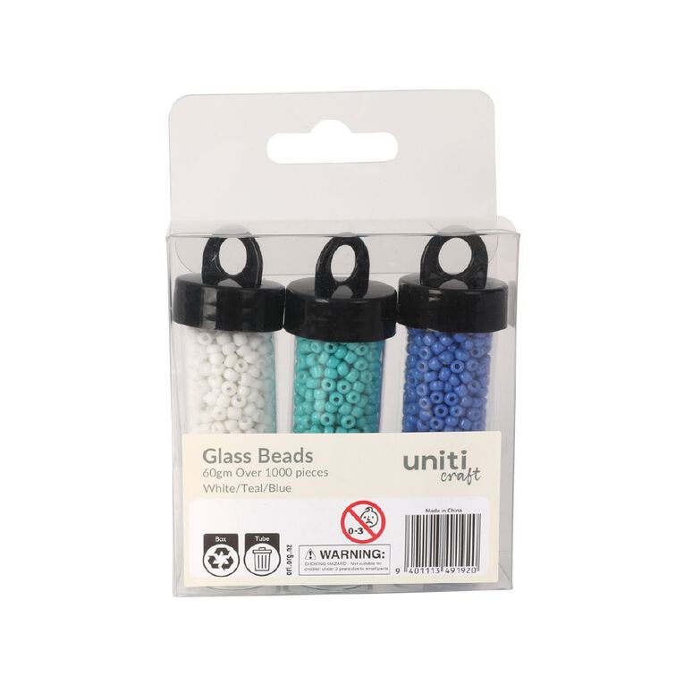 Uniti Glass Bead Set White Teal Blue, , hi-res