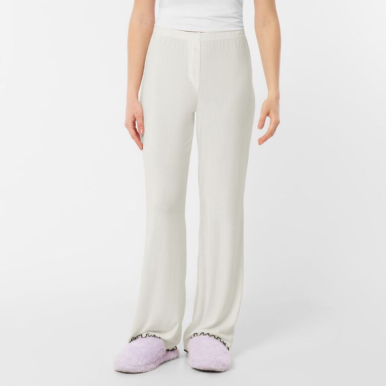 H&H Women's Pointelle Pyjama Pants, White, hi-res
