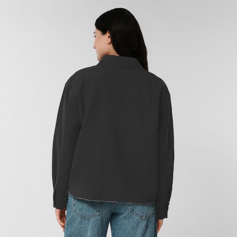 H&H Women's Long Sleeve Boxy Utility Shirt, Grey Dark, hi-res