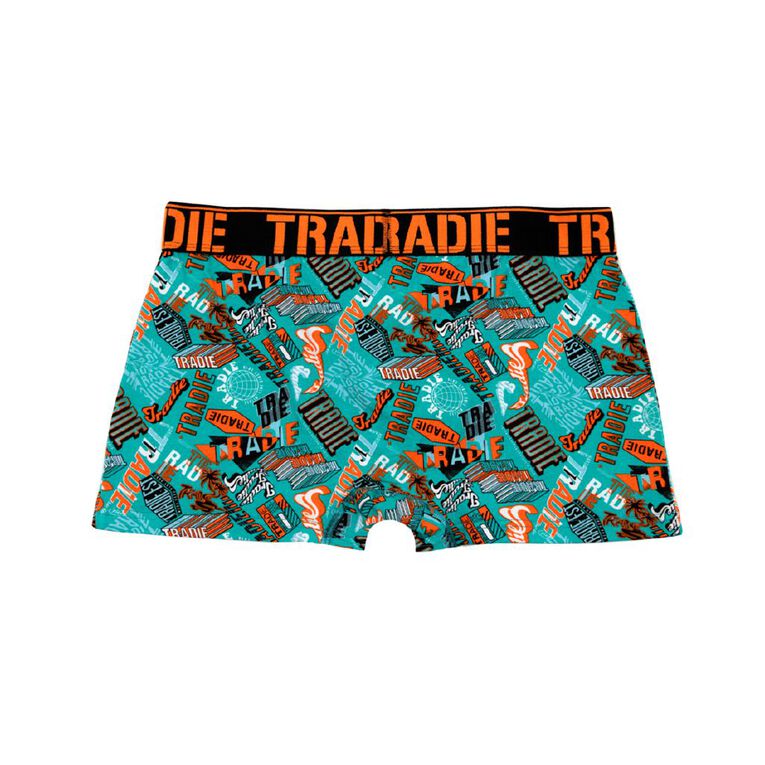 Tradie Men's Fly Front Trunks 3 Pack, Orange, hi-res