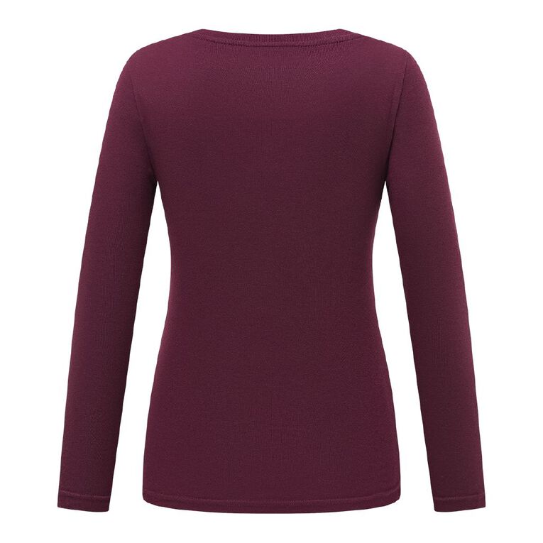 H&H Women's Long Sleeve Thermal Top, Red Mid, hi-res