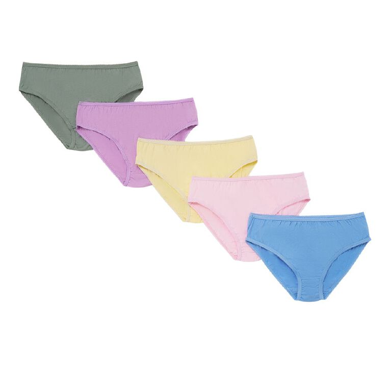 H&H Girls' Briefs 5 Pack, Assorted, hi-res