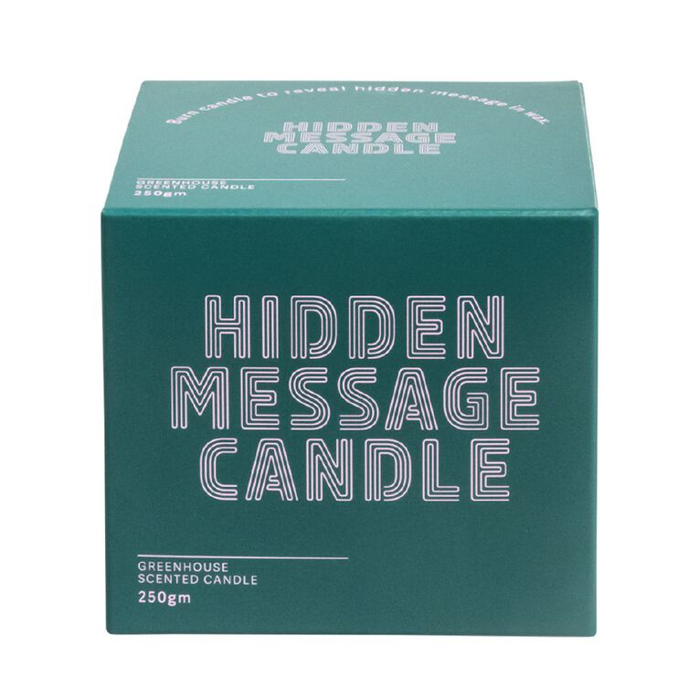 Living & Co Hidden Message Candle Greenhouse Green Dark 250g, , hi-res