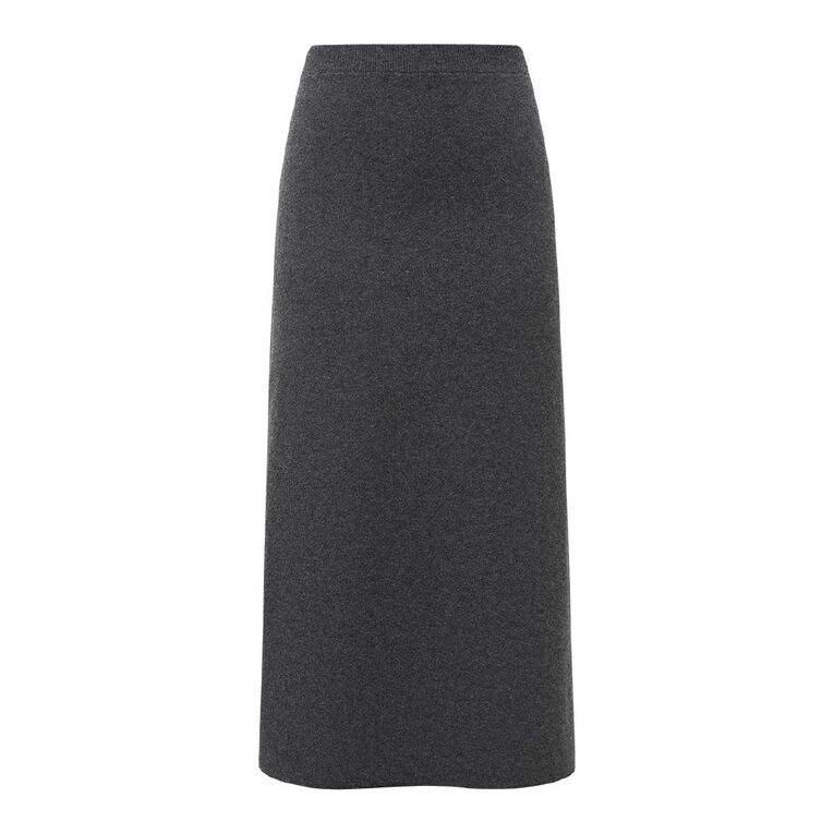 H&H Women's Knitted Midi Skirt, Charcoal/Marle, hi-res