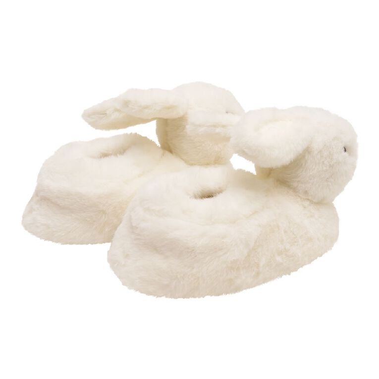Young Original Senior Kids' 3D Bunny Slippers, White, hi-res