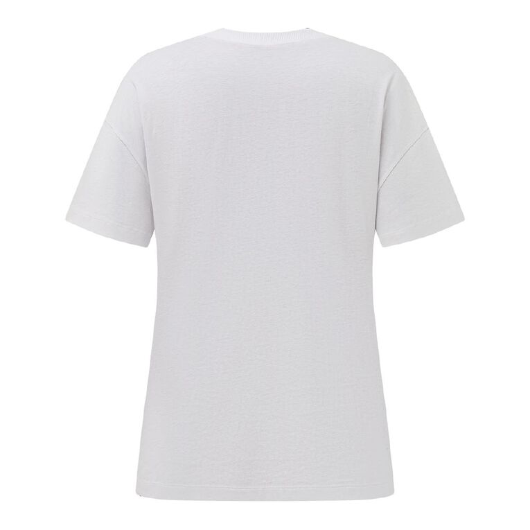 H&H Women's Short Sleeve Boyfriend Graphic Tee, White OLIVE, hi-res