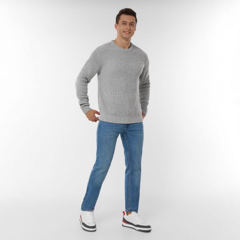 H&H Men's Crewneck Fisherman Rib Pullover, Grey Marle, hi-res
