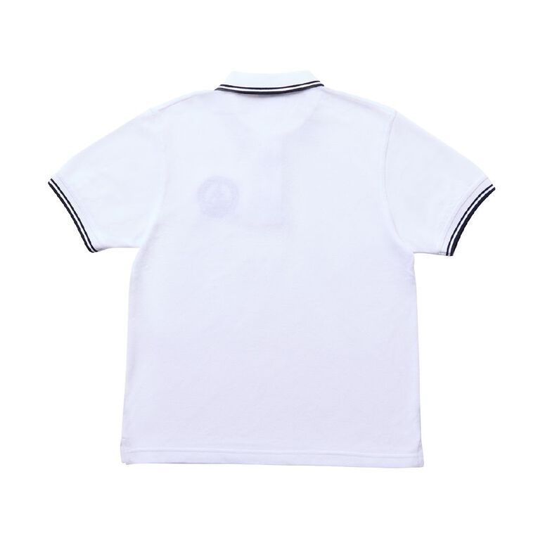 Schooltex St Joseph's Whakatane New Short Sleeve Polo with Embroidery, White/Navy, hi-res