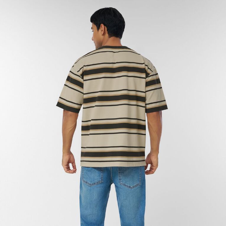 Garage Men's Relaxed Pique Striped Tee, Brown Light, hi-res