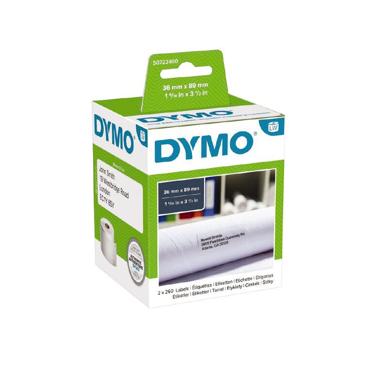 Dymo Label Tape Large Add Paper/White 89mm x 36mm, , hi-res
