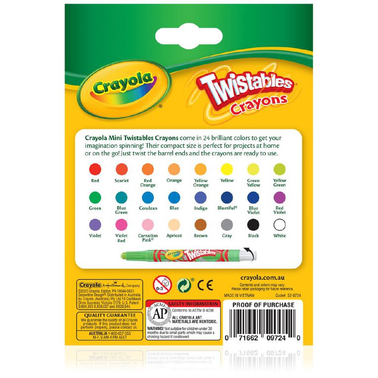Crayola Mini Twistable Crayons Multi-Coloured 24 Pack, , hi-res