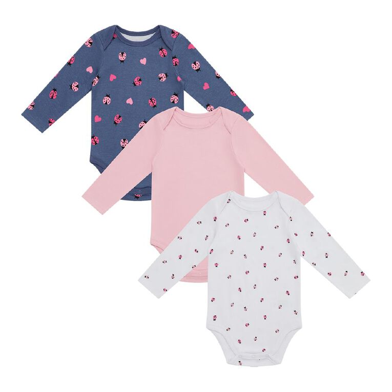 baby 2 pack ls solid & striped bodysuits white blue