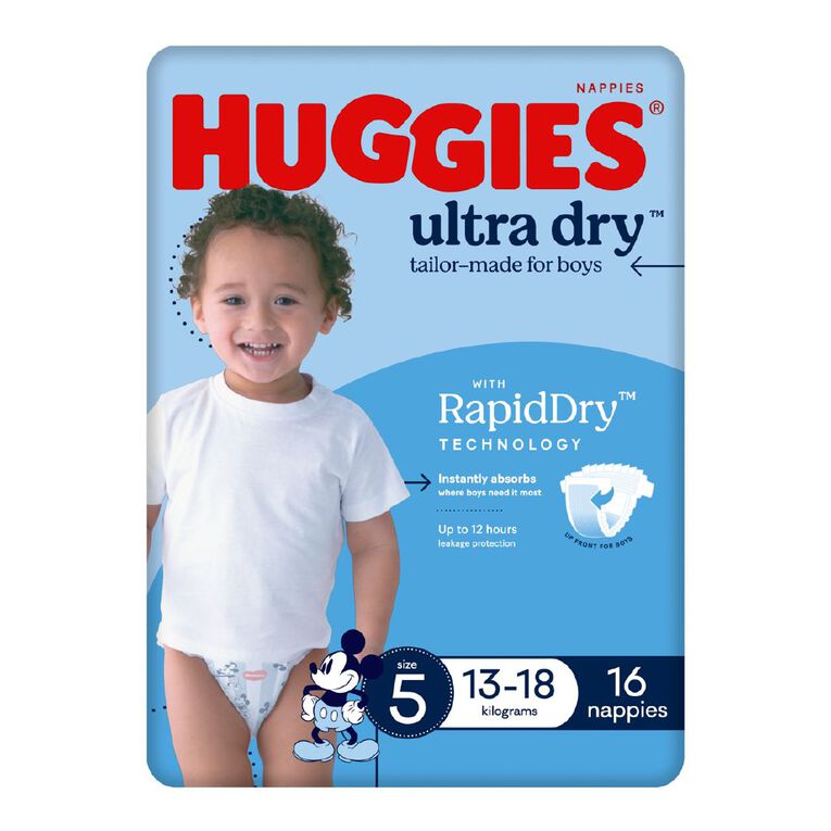 Huggies Boys' Convenience Nappy Walker Size 5 13-18kg 16 Pack, , hi-res