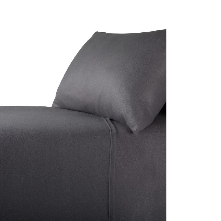 Living & Co Polar Flannel Sheet Set Grey Queen, , hi-res