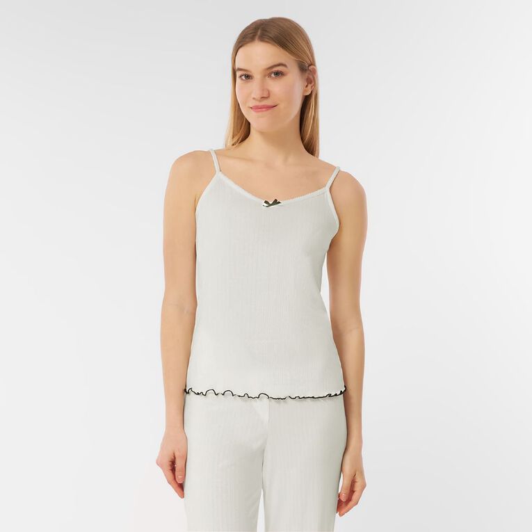 H&H Women's Pointelle Sleep Cami, White, hi-res