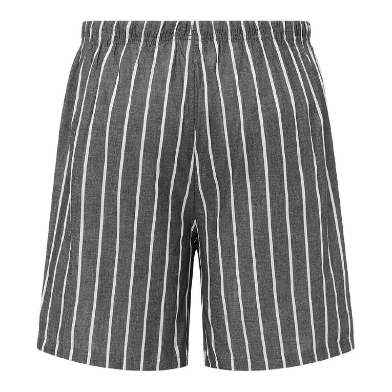 H&H Men's Woven Pyjama Shorts, Black, hi-res