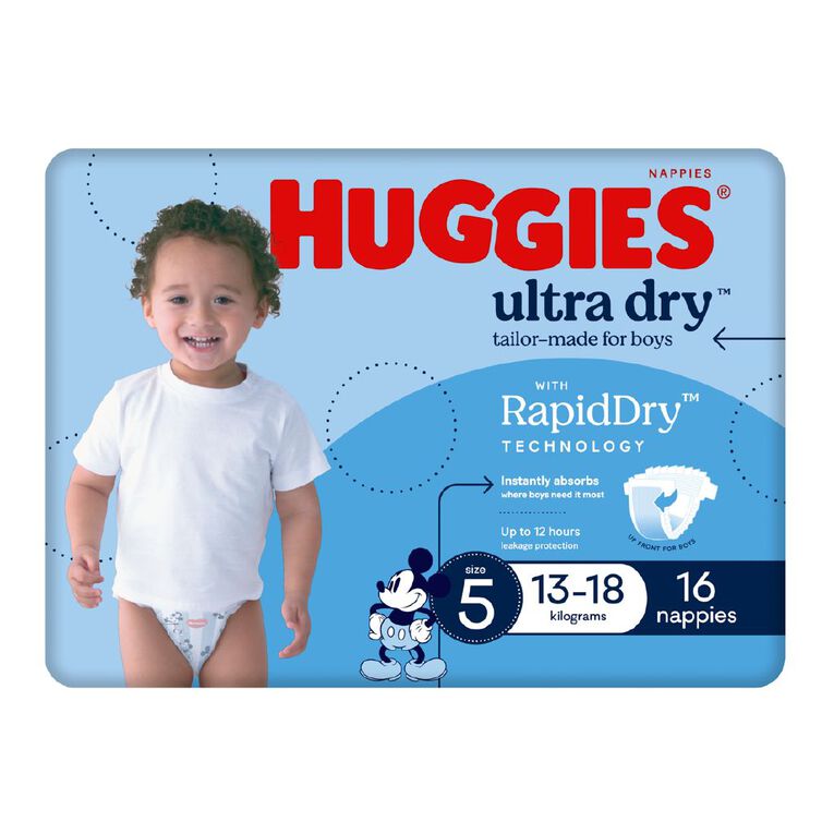 Huggies Boys' Convenience Nappy Walker Size 5 13-18kg 16 Pack, , hi-res