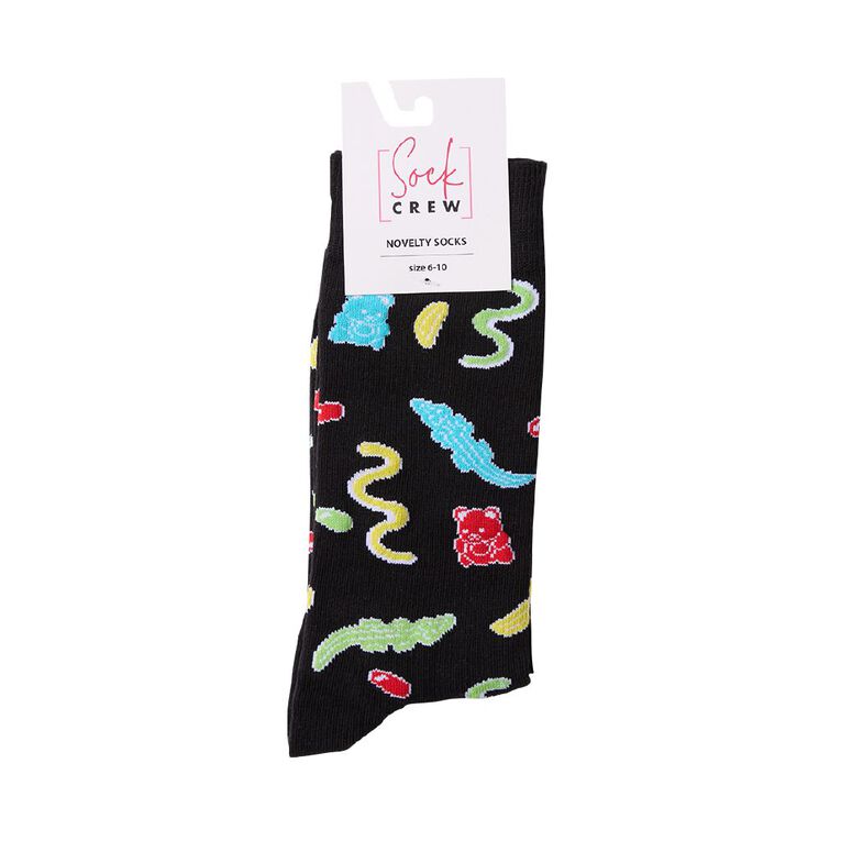 Sock Crew Novelty Crew Socks 1 Pack, Black, hi-res