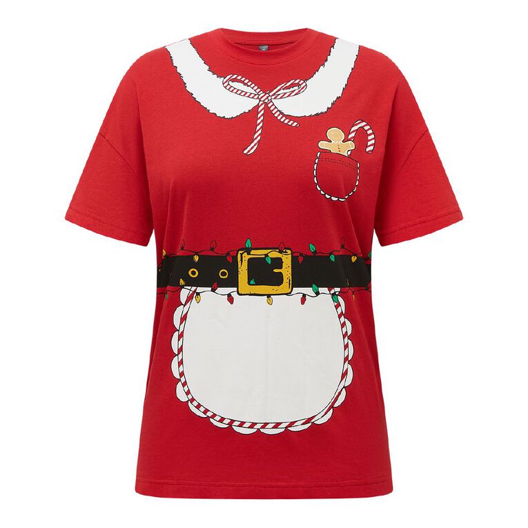H&H Women's Christmas Printed Tee, Red Mid, hi-res