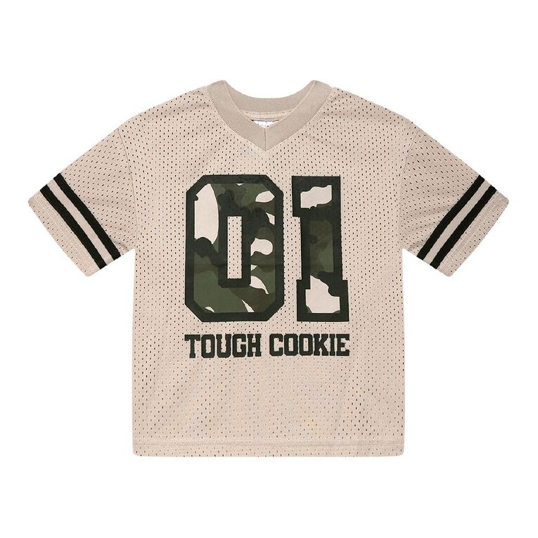 Young Original Toddler Short Sleeve Boxy Eyelet Mesh Tee, Brown Light, hi-res
