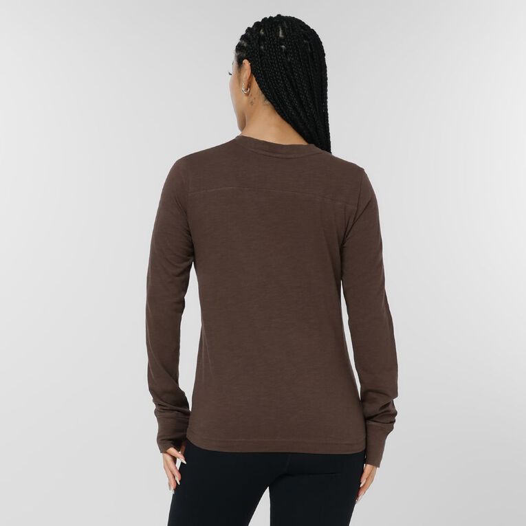 Active Intent Women's Long Sleeve Crew Neck Tee, Brown Dark, hi-res