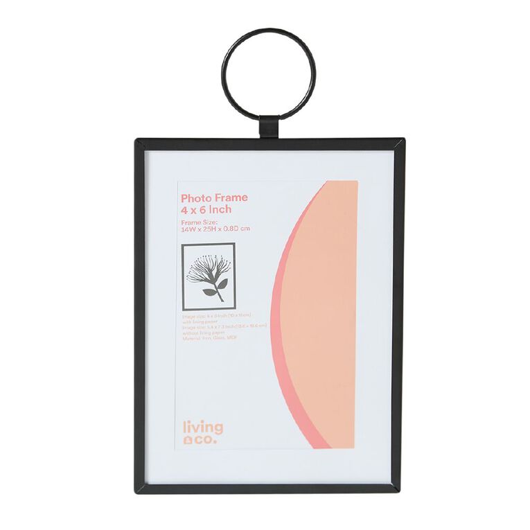 Living & Co Metal Hoop Hanging Frame 4in x 6in Black, , hi-res