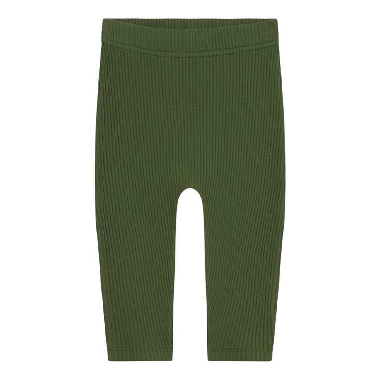 Young Original Babies' Rib Leggings 3 Pack, Green Mid, hi-res