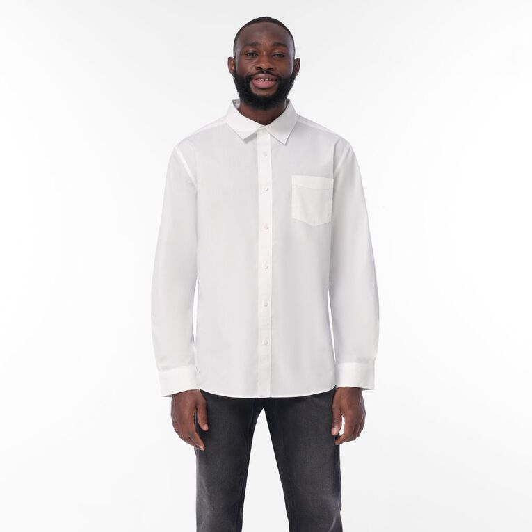 H&H Men's Long Sleeve Formal Shirt White The Warehouse
