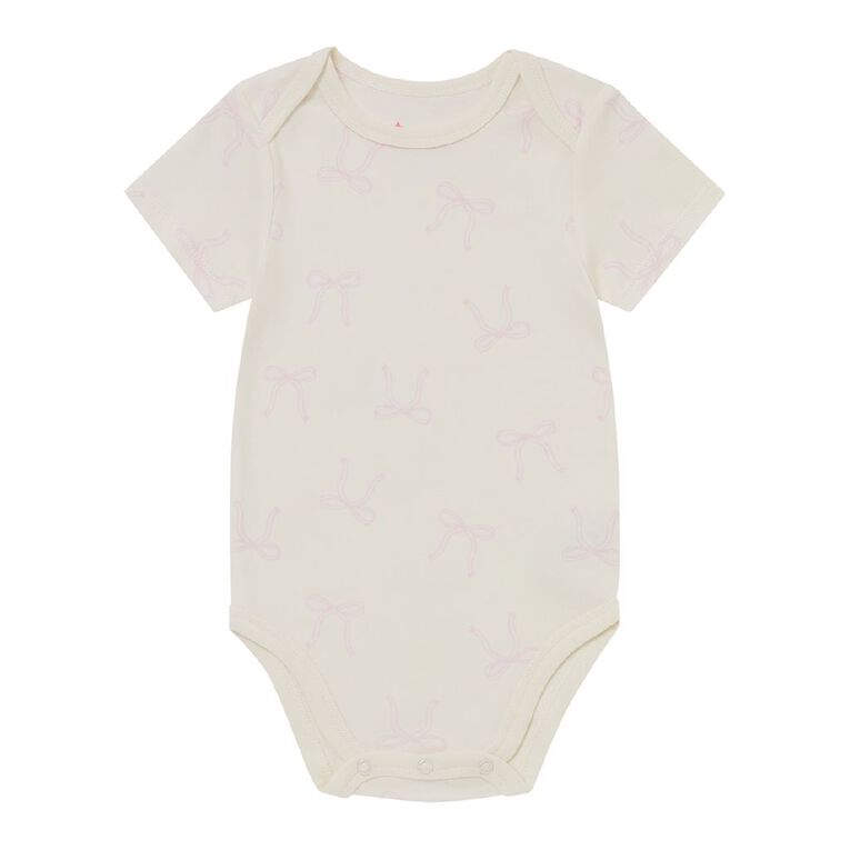 Young Original Babies' Short Sleeve Printed Bodysuit 3 Pack, Pink Light BOWS, hi-res