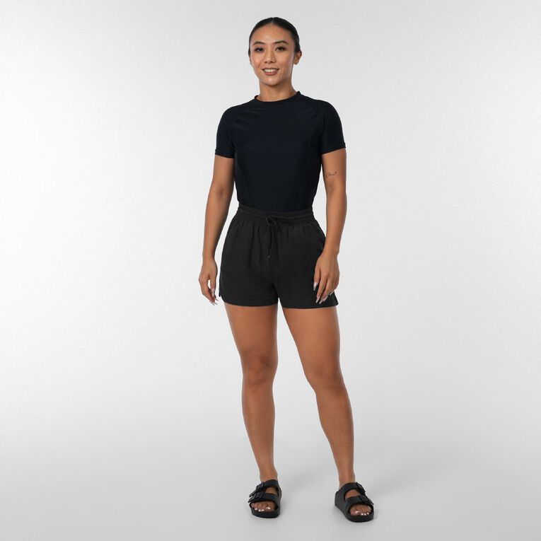 H&H Women's Short Suede Boardshorts, Black, hi-res