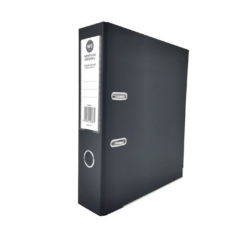 WS Lever Arch With Label Holder A4 Black Black, , hi-res