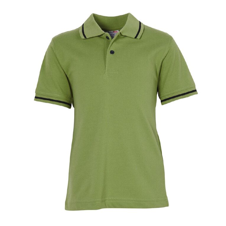 Schooltex Short Sleeve Pique Polo, Green Mid, hi-res