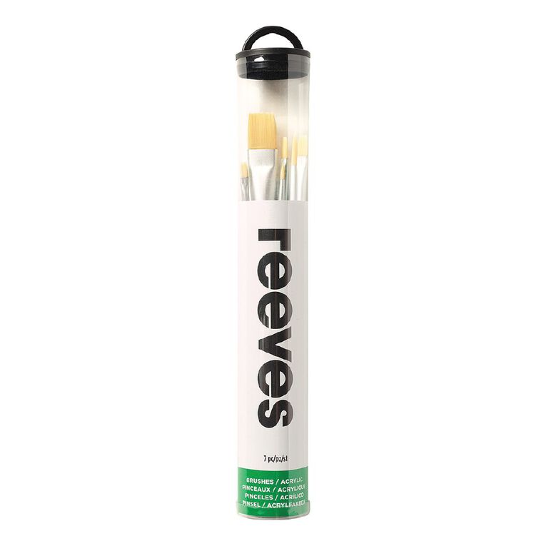 Reeves Acrylic Short Handle Brush Set of 7, , hi-res
