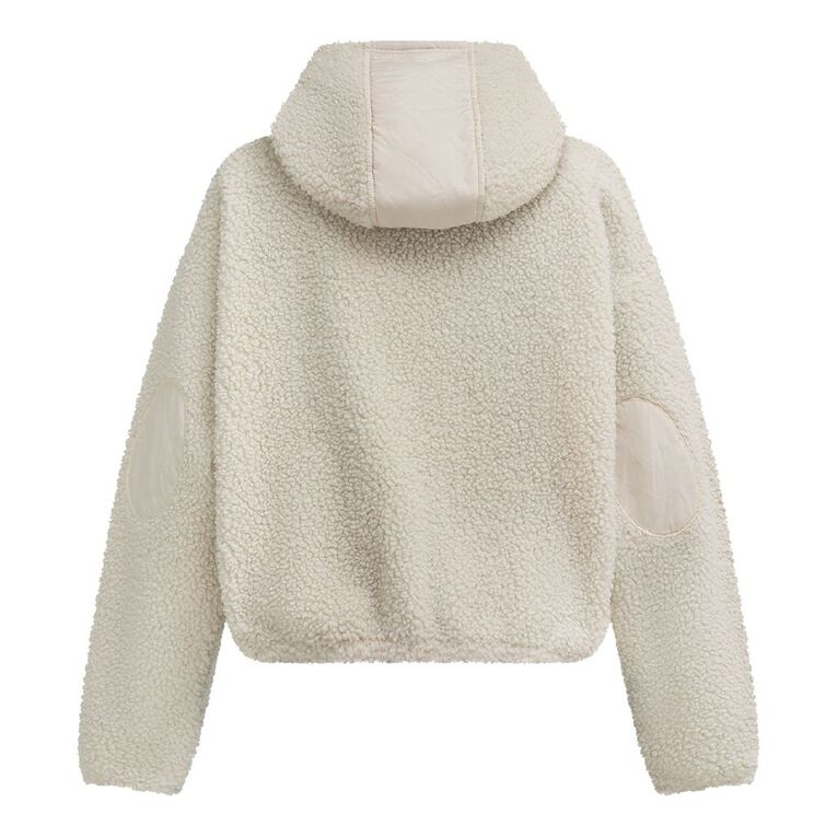 BRDRLESS Cleo ZIp-Thru Long Sleeve Teddy Fleece, Cream, hi-res