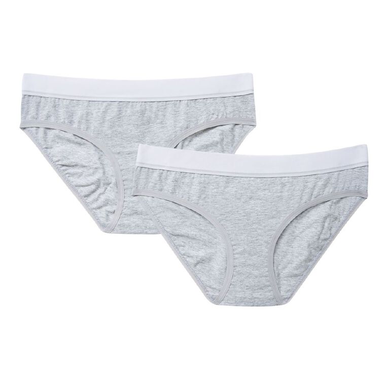 H&H Women's Basic Wide Band Bikini Briefs 2 Pack, Grey, hi-res
