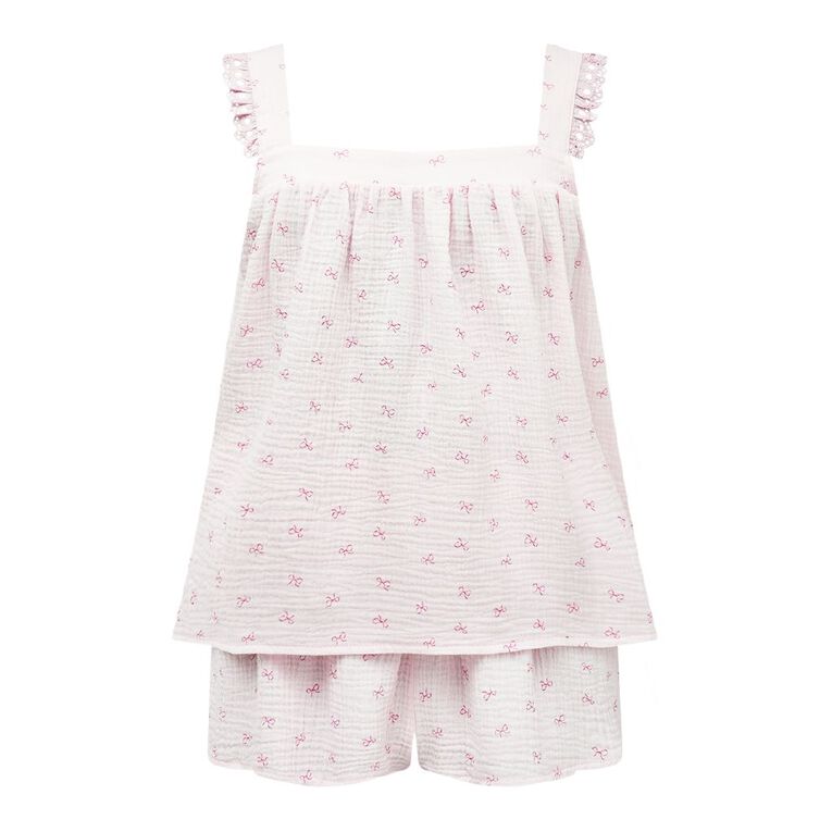 H&H Women's Muslin Baby Doll Pyjama Set, Pink Light, hi-res