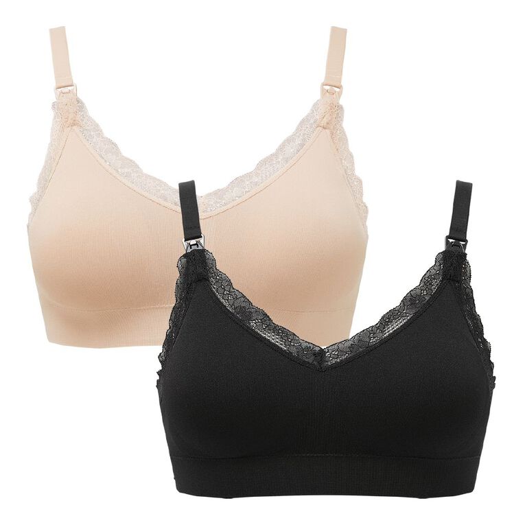 H&H Women's Seamfree Maternity Bra 2 Pack, Natural, hi-res