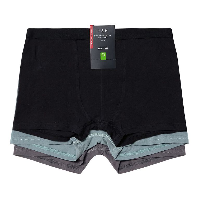 H&H Boys' Essential Trunks 3 Pack, Black/Grey, hi-res