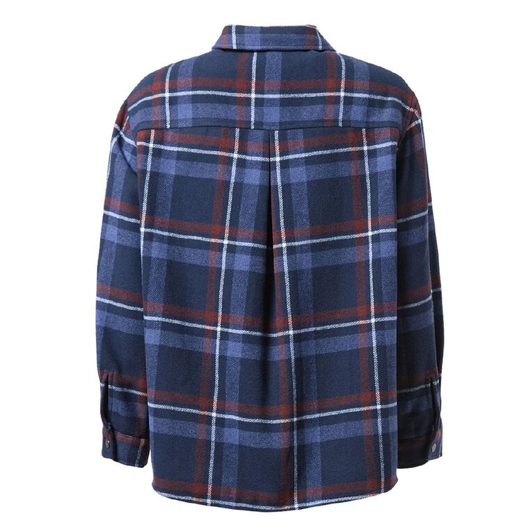 H&H Women's Brushed Felt Like Check Shacket, Blue Dark, hi-res