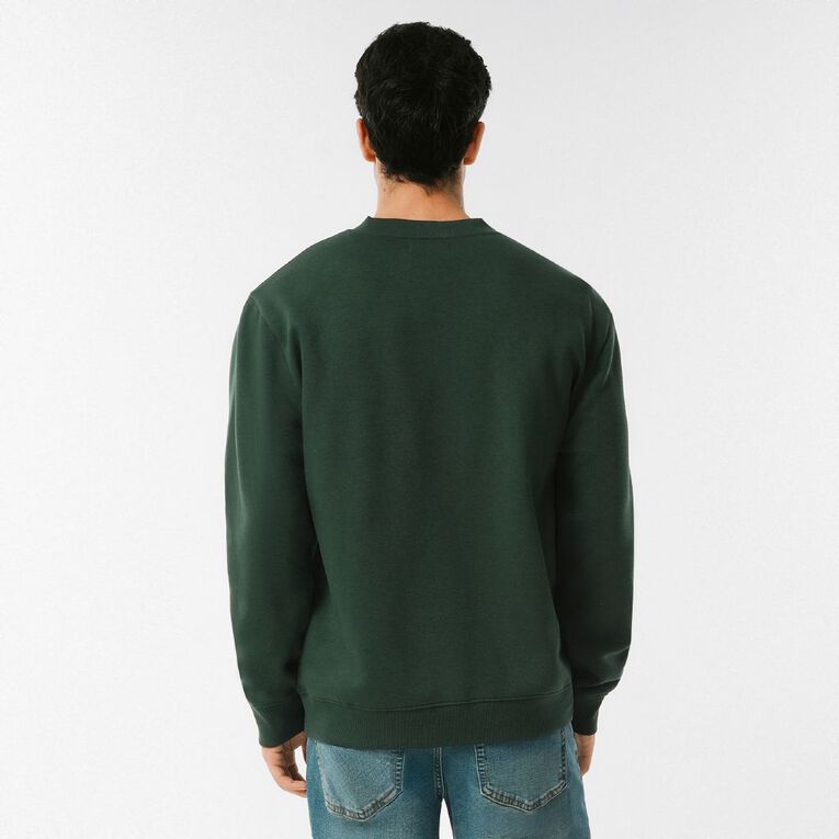 H&H Men's Plain Crew Sweatshirt, Green Dark, hi-res