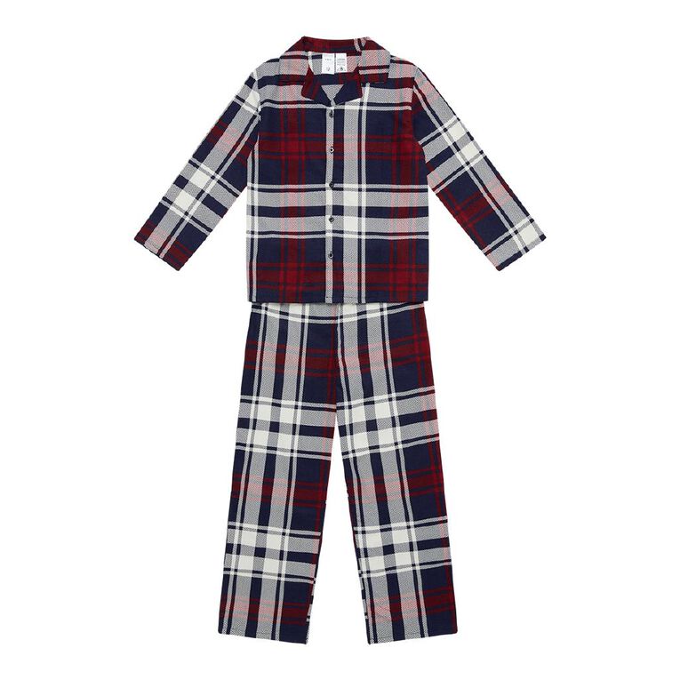 H&H Boys' Flanelette Pyjama Set, Blue Dark, hi-res