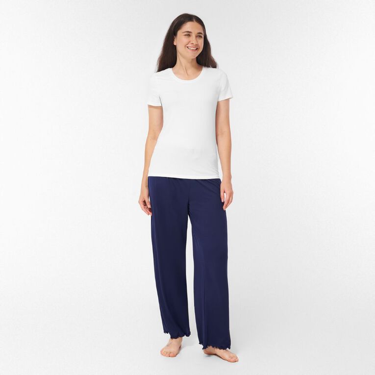 H&H Women's Comfy Pyjama Wideleg Pants, Blue Dark, hi-res