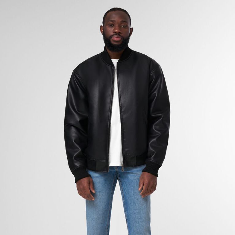 Pu Jacket Means Buy Threadbare Black Collarless PU Faux Leather