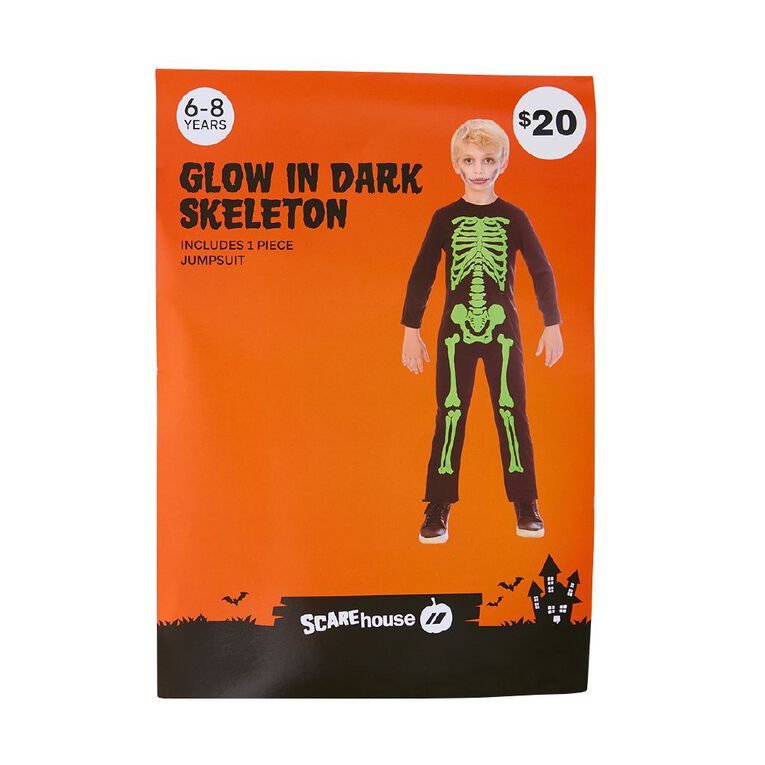 Scarehouse Glow-in-the-Dark Skeleton Costume 6-8 Years, , hi-res