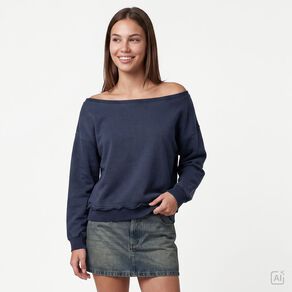 Garage Women's Off Shoulder Acid Washed Terry Sweat