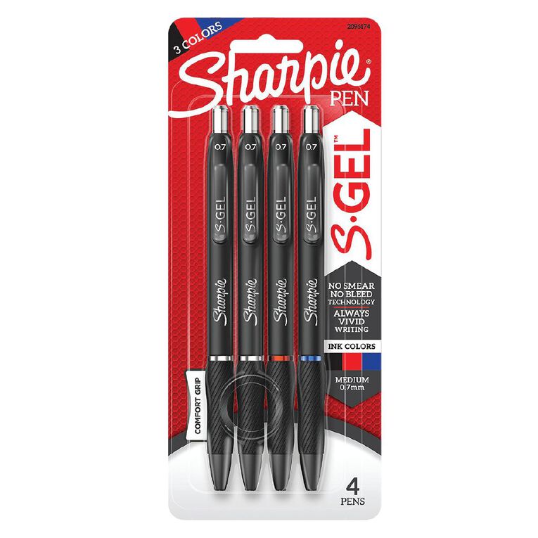 Sharpie Retractable Business 0.7mm Gel Pens Assorted 4 Pack, , hi-res