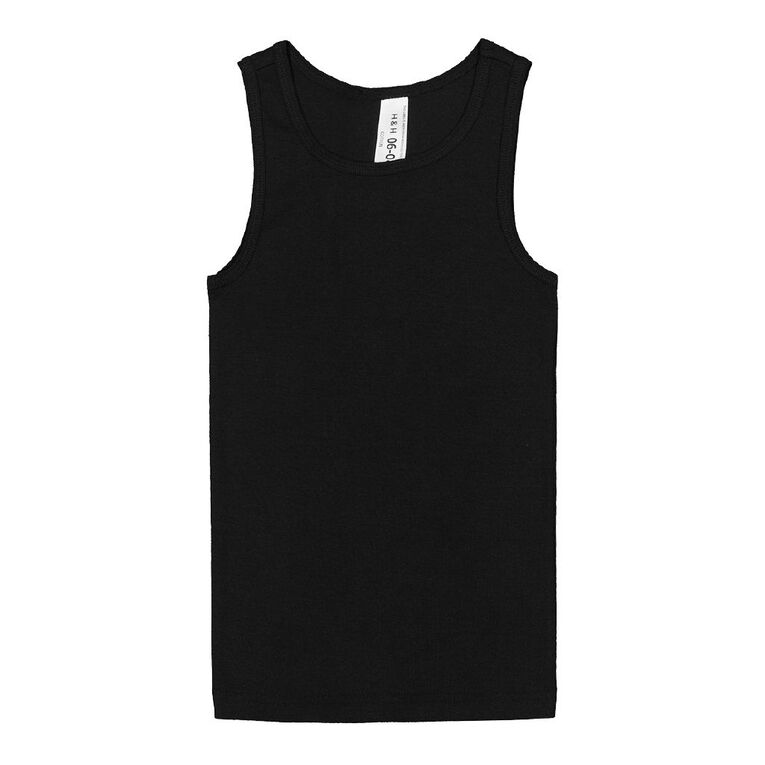 H&H Kids' Essential Singlet 2 Pack, Black/White, hi-res