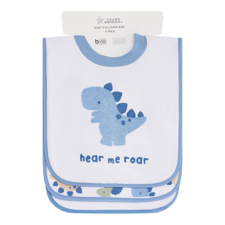 Young Original Babys' Popover Bibs 3 Pack, Blue Light, hi-res