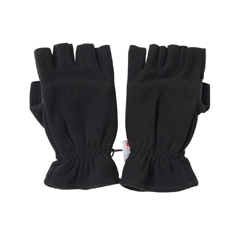 Back Country Men's Half Finger Fleece Gloves, Black, hi-res