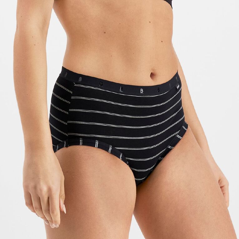 B FOR BONDS Women's Full Briefs 2 Pack, Black/White, hi-res